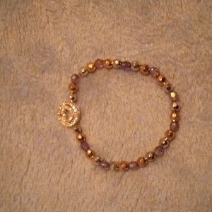 Handmade casual multicolored bracelet with beautiful sparkly heart charm